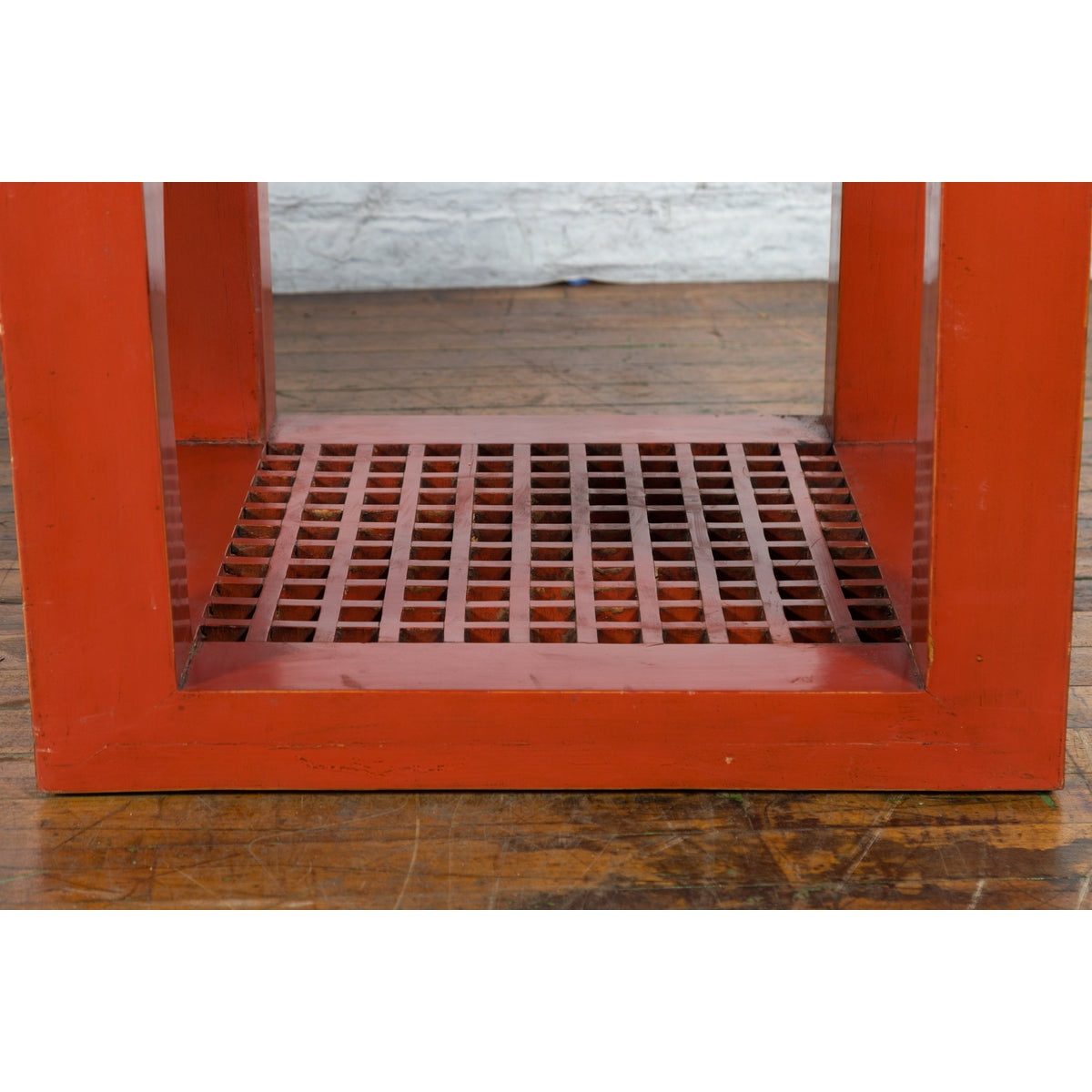 Pair of Chinese Red Lacquered Cube Side Tables with Ming Dynasty Marble Tops-7. Asian & Chinese Furniture, Art, Antiques, Vintage Home Décor for sale at FEA Home