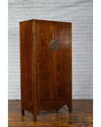 Chinese 19th Century Qing Dynasty Cabinet with Brown Finish and Carved Apron-11. Asian & Chinese Furniture, Art, Antiques, Vintage Home Décor for sale at FEA Home