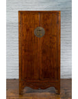 Chinese 19th Century Qing Dynasty Cabinet with Brown Finish and Carved Apron-3. Asian & Chinese Furniture, Art, Antiques, Vintage Home Décor for sale at FEA Home