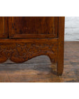 Chinese 19th Century Qing Dynasty Cabinet with Brown Finish and Carved Apron-10. Asian & Chinese Furniture, Art, Antiques, Vintage Home Décor for sale at FEA Home