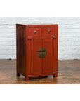 19th Century Qing Dynasty Red Lacquer Small Cabinet with Doors and Drawers-11. Asian & Chinese Furniture, Art, Antiques, Vintage Home Décor for sale at FEA Home