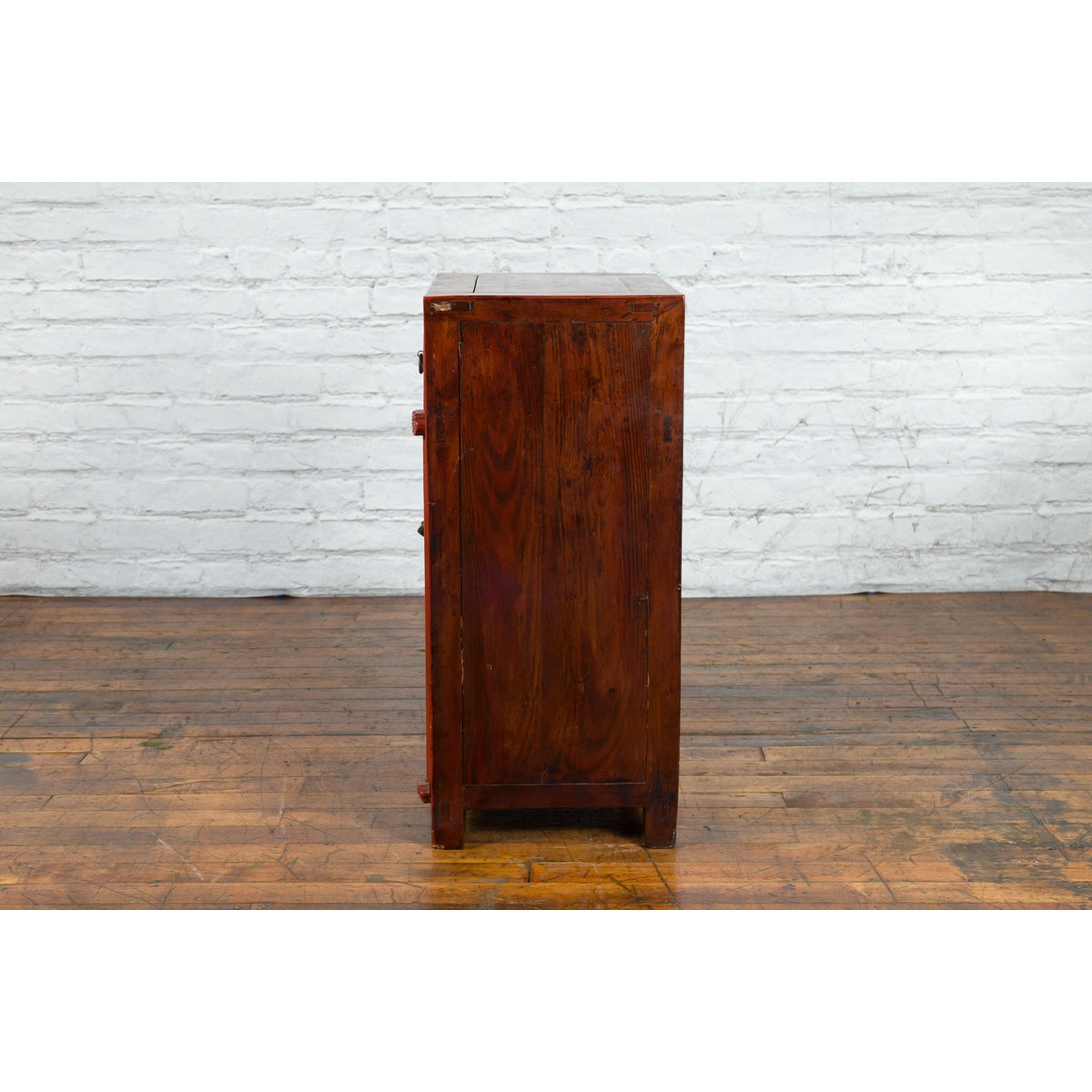 19th Century Qing Dynasty Red Lacquer Small Cabinet with Doors and Drawers-15. Asian & Chinese Furniture, Art, Antiques, Vintage Home Décor for sale at FEA Home