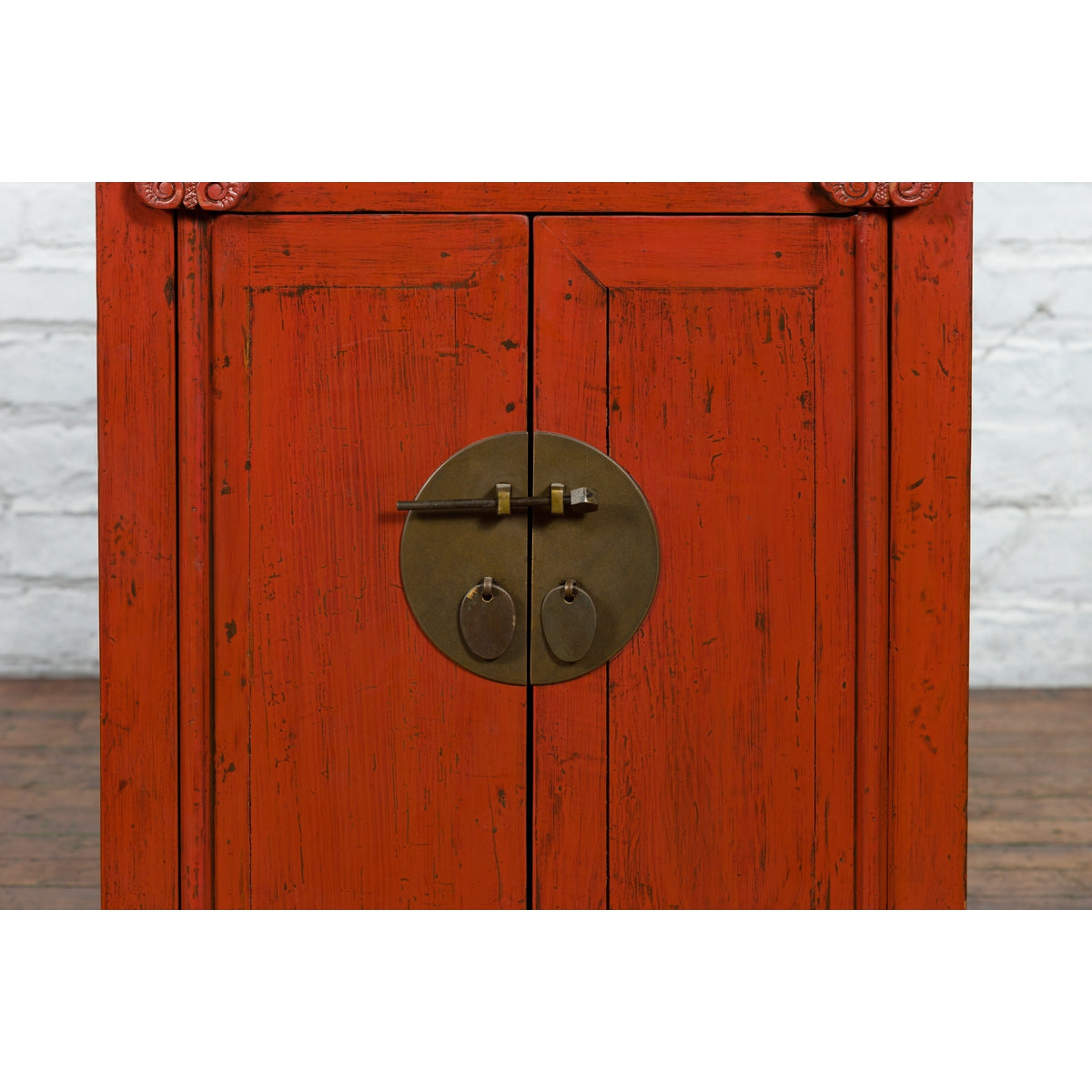 19th Century Qing Dynasty Red Lacquer Small Cabinet with Doors and Drawers-6. Asian & Chinese Furniture, Art, Antiques, Vintage Home Décor for sale at FEA Home