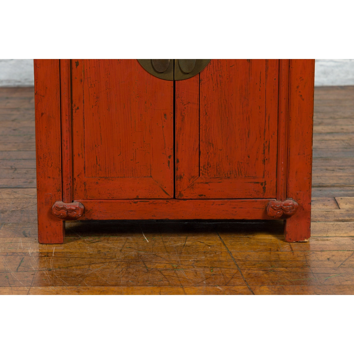 19th Century Qing Dynasty Red Lacquer Small Cabinet with Doors and Drawers-7. Asian & Chinese Furniture, Art, Antiques, Vintage Home Décor for sale at FEA Home