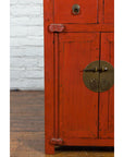 19th Century Qing Dynasty Red Lacquer Small Cabinet with Doors and Drawers-8. Asian & Chinese Furniture, Art, Antiques, Vintage Home Décor for sale at FEA Home