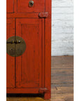 19th Century Qing Dynasty Red Lacquer Small Cabinet with Doors and Drawers-9. Asian & Chinese Furniture, Art, Antiques, Vintage Home Décor for sale at FEA Home