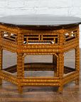 Chinese Qing Dynasty 19th Century Elm and Bamboo Coffee Table with Fretwork, SKU , image 5