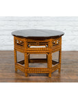 Chinese Qing Dynasty 19th Century Elm and Bamboo Coffee Table with Fretwork, SKU , image 12