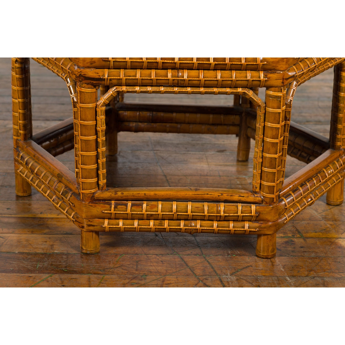 Chinese Qing Dynasty 19th Century Elm and Bamboo Coffee Table with Fretwork-7. Asian & Chinese Furniture, Art, Antiques, Vintage Home Décor for sale at FEA Home