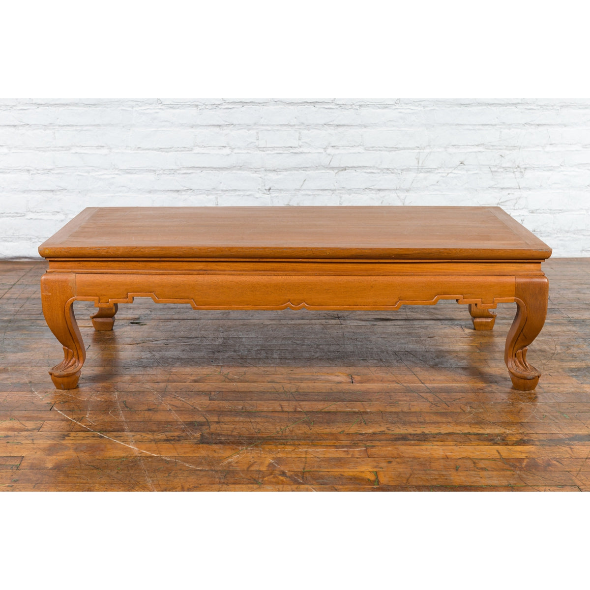 Vintage Thai Coffee Table with Waisted Top, Carved Apron and Cabriole Legs-5. Asian & Chinese Furniture, Art, Antiques, Vintage Home Décor for sale at FEA Home