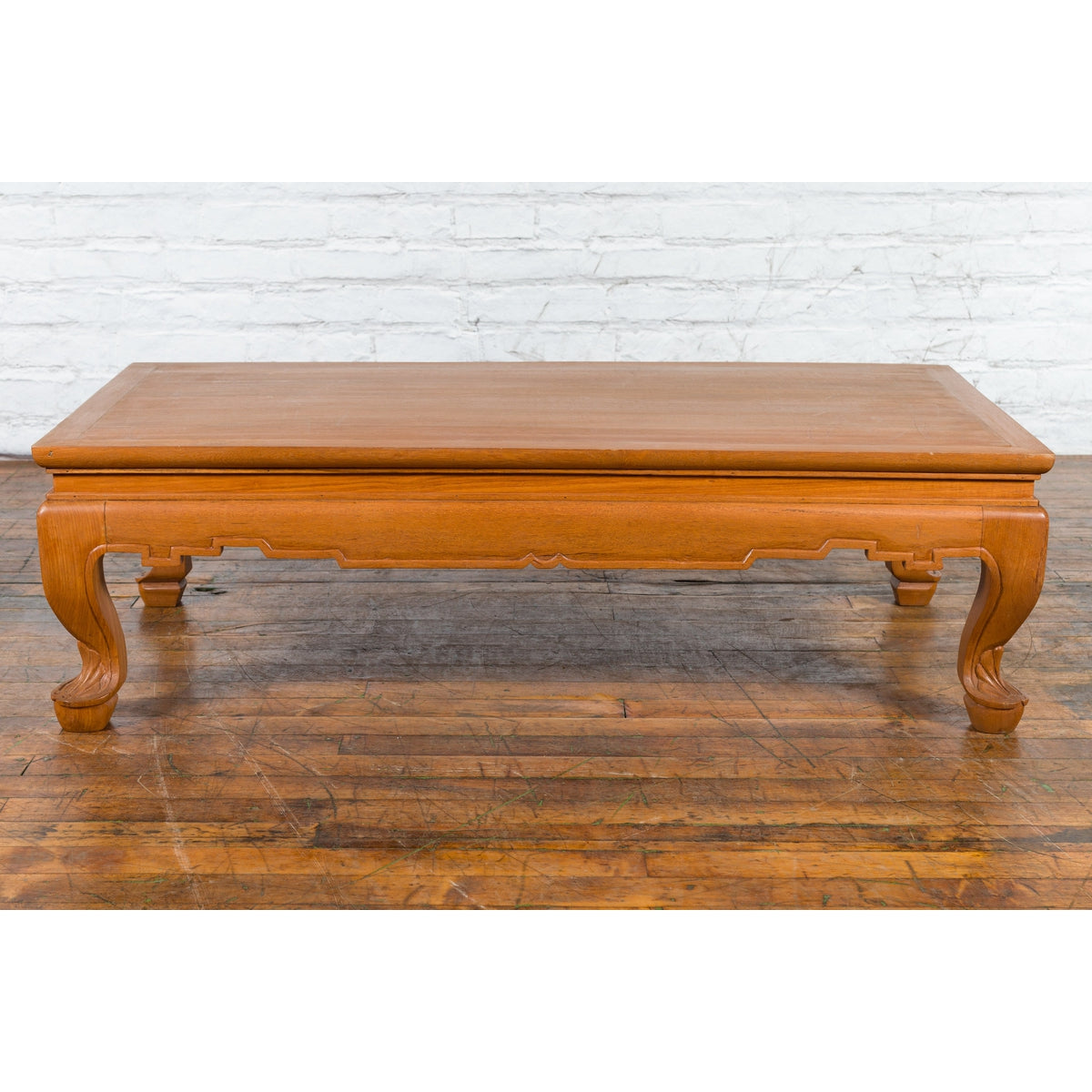 Vintage Thai Coffee Table with Waisted Top, Carved Apron and Cabriole Legs-7. Asian & Chinese Furniture, Art, Antiques, Vintage Home Décor for sale at FEA Home