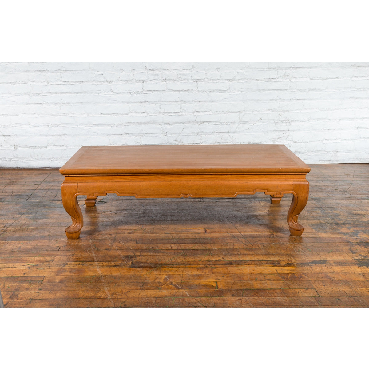 Vintage Thai Coffee Table with Waisted Top, Carved Apron and Cabriole Legs-3. Asian & Chinese Furniture, Art, Antiques, Vintage Home Décor for sale at FEA Home