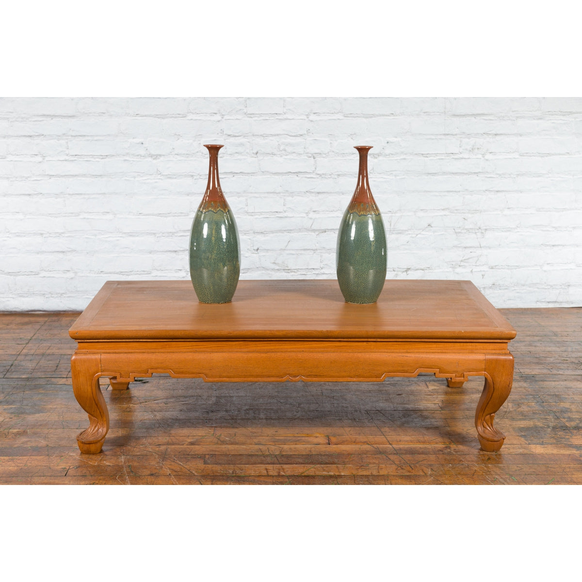 Vintage Thai Coffee Table with Waisted Top, Carved Apron and Cabriole Legs-4. Asian & Chinese Furniture, Art, Antiques, Vintage Home Décor for sale at FEA Home
