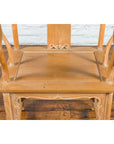 Ming Style Chinese Natural Wood Horseshoe Armchair with Carved Splat and Apron-10. Asian & Chinese Furniture, Art, Antiques, Vintage Home Décor for sale at FEA Home