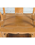 Ming Style Chinese Natural Wood Horseshoe Armchair with Carved Splat and Apron-14. Asian & Chinese Furniture, Art, Antiques, Vintage Home Décor for sale at FEA Home