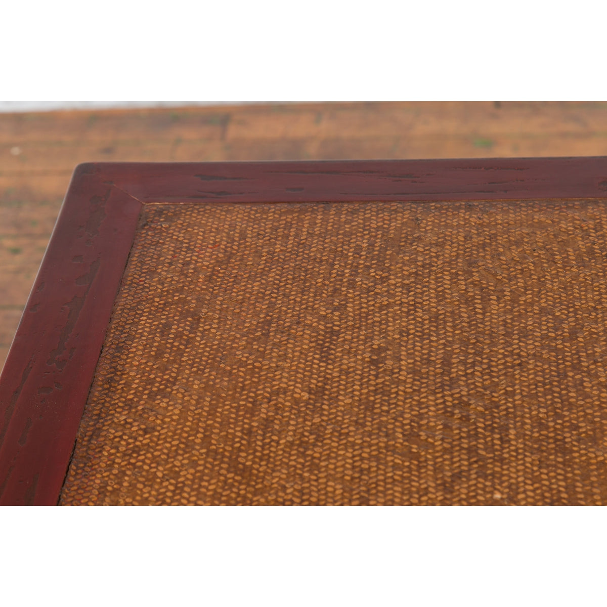 Chinese Qing Dynasty 19th Century Red Lacquer Side Table with Woven Rattan Top-12. Asian & Chinese Furniture, Art, Antiques, Vintage Home Décor for sale at FEA Home