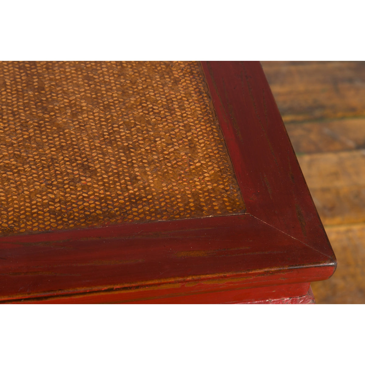 Chinese Qing Dynasty 19th Century Red Lacquer Side Table with Woven Rattan Top-13. Asian & Chinese Furniture, Art, Antiques, Vintage Home Décor for sale at FEA Home