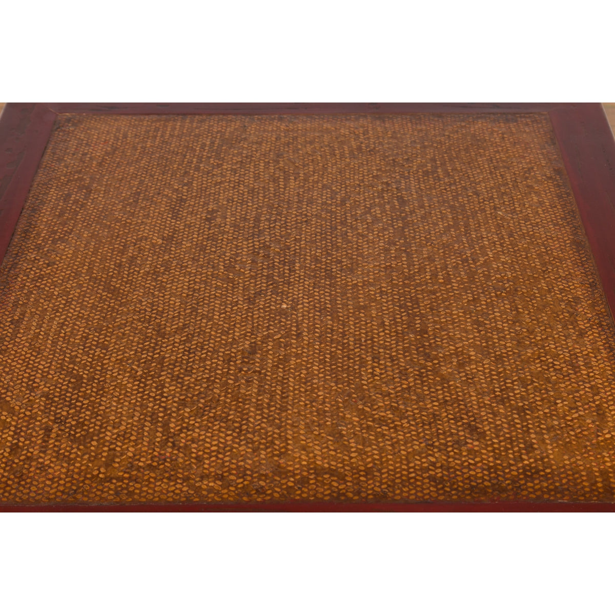 Chinese Qing Dynasty 19th Century Red Lacquer Side Table with Woven Rattan Top-14. Asian & Chinese Furniture, Art, Antiques, Vintage Home Décor for sale at FEA Home