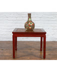 Chinese Qing Dynasty 19th Century Red Lacquer Side Table with Woven Rattan Top-2. Asian & Chinese Furniture, Art, Antiques, Vintage Home Décor for sale at FEA Home