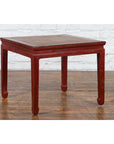 Chinese Qing Dynasty 19th Century Red Lacquer Side Table with Woven Rattan Top-3. Asian & Chinese Furniture, Art, Antiques, Vintage Home Décor for sale at FEA Home