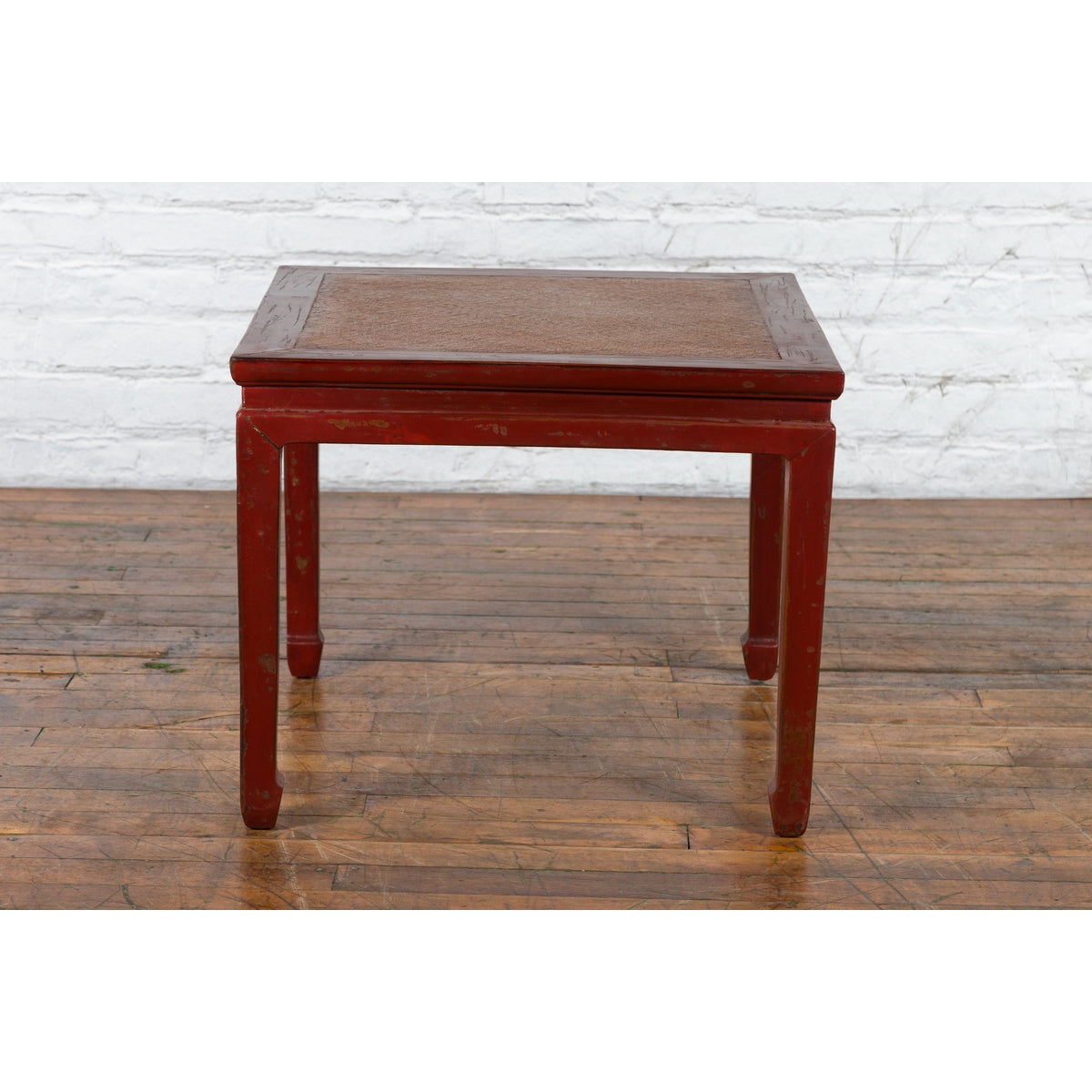 Chinese Qing Dynasty 19th Century Red Lacquer Side Table with Woven Rattan Top-16. Asian & Chinese Furniture, Art, Antiques, Vintage Home Décor for sale at FEA Home