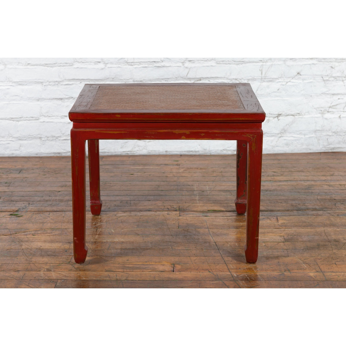 Chinese Qing Dynasty 19th Century Red Lacquer Side Table with Woven Rattan Top-18. Asian & Chinese Furniture, Art, Antiques, Vintage Home Décor for sale at FEA Home