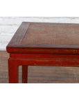 Chinese Qing Dynasty 19th Century Red Lacquer Side Table with Woven Rattan Top-8. Asian & Chinese Furniture, Art, Antiques, Vintage Home Décor for sale at FEA Home