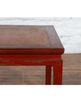 Chinese Qing Dynasty 19th Century Red Lacquer Side Table with Woven Rattan Top-9. Asian & Chinese Furniture, Art, Antiques, Vintage Home Décor for sale at FEA Home