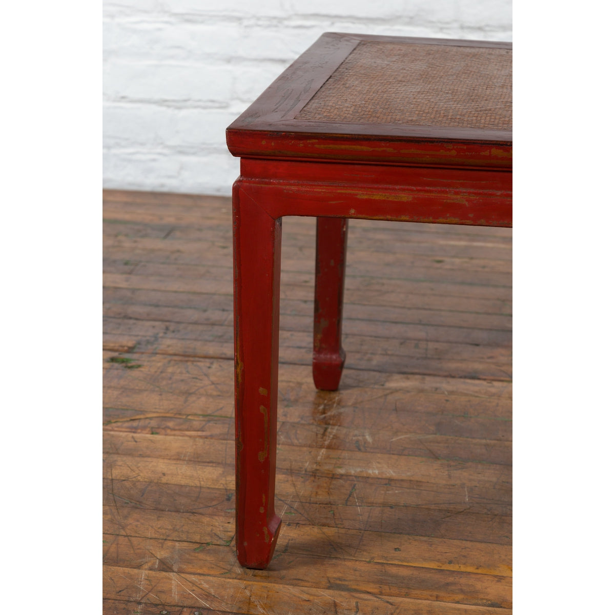 Chinese Qing Dynasty 19th Century Red Lacquer Side Table with Woven Rattan Top-10. Asian & Chinese Furniture, Art, Antiques, Vintage Home Décor for sale at FEA Home