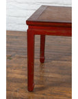 Chinese Qing Dynasty 19th Century Red Lacquer Side Table with Woven Rattan Top-10. Asian & Chinese Furniture, Art, Antiques, Vintage Home Décor for sale at FEA Home