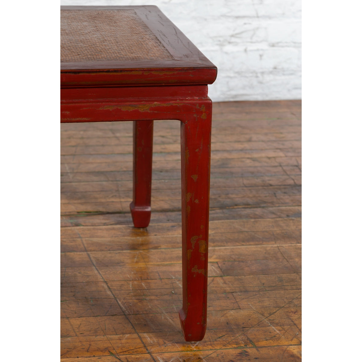 Chinese Qing Dynasty 19th Century Red Lacquer Side Table with Woven Rattan Top-11. Asian & Chinese Furniture, Art, Antiques, Vintage Home Décor for sale at FEA Home