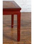 Chinese Qing Dynasty 19th Century Red Lacquer Side Table with Woven Rattan Top-11. Asian & Chinese Furniture, Art, Antiques, Vintage Home Décor for sale at FEA Home