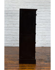 Vintage Chinese Tall Black Lacquered Elmwood Chest with Six Drawers-9. Asian & Chinese Furniture, Art, Antiques, Vintage Home Décor for sale at FEA Home