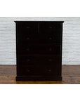 Vintage Chinese Tall Black Lacquered Elmwood Chest with Six Drawers-12. Asian & Chinese Furniture, Art, Antiques, Vintage Home Décor for sale at FEA Home