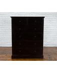 Vintage Chinese Tall Black Lacquered Elmwood Chest with Six Drawers-8. Asian & Chinese Furniture, Art, Antiques, Vintage Home Décor for sale at FEA Home
