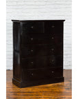 Vintage Chinese Tall Black Lacquered Elmwood Chest with Six Drawers-2. Asian & Chinese Furniture, Art, Antiques, Vintage Home Décor for sale at FEA Home