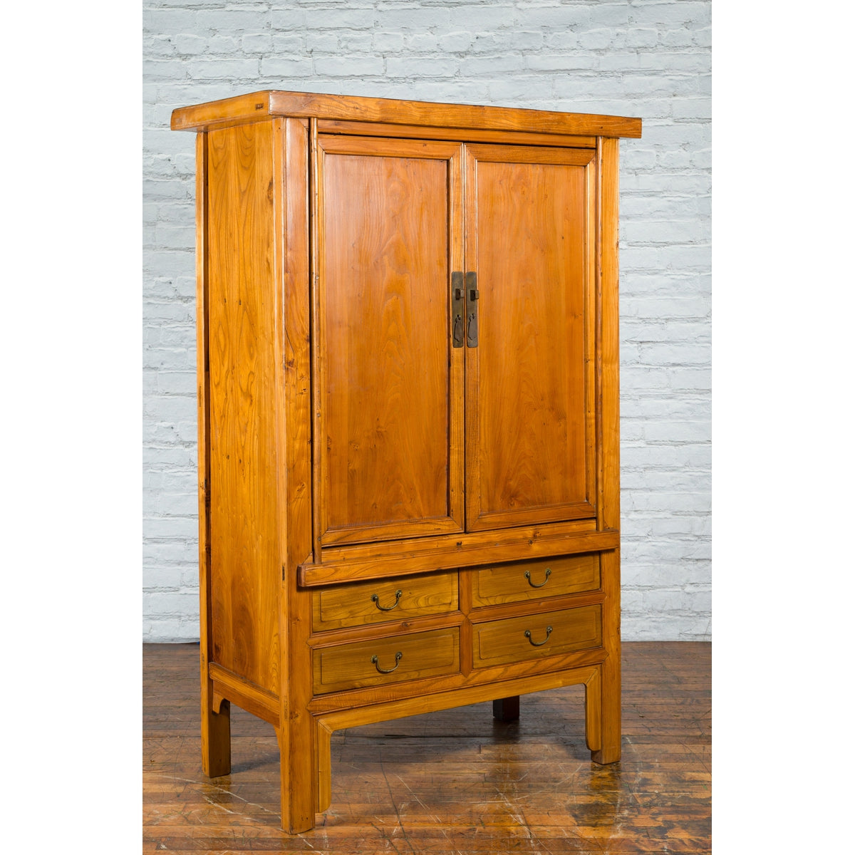 Chinese Qing Dynasty 19th Century Light Lacquer Cabinet with Doors and Drawers-5. Asian & Chinese Furniture, Art, Antiques, Vintage Home Décor for sale at FEA Home