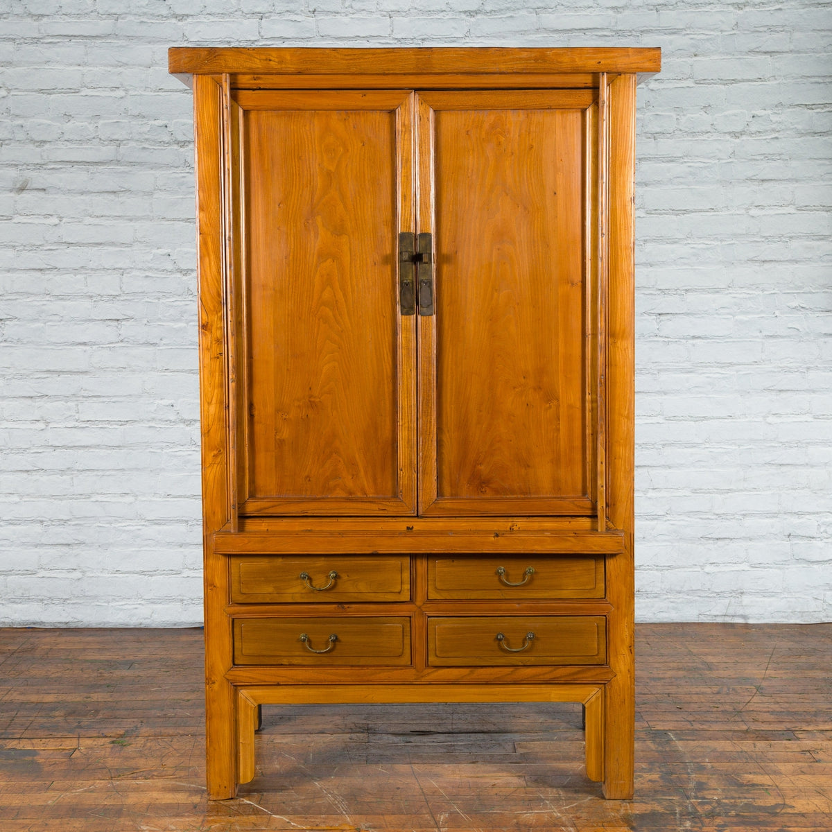 Chinese Qing Dynasty 19th Century Light Lacquer Cabinet with Doors and Drawers-3. Asian & Chinese Furniture, Art, Antiques, Vintage Home Décor for sale at FEA Home