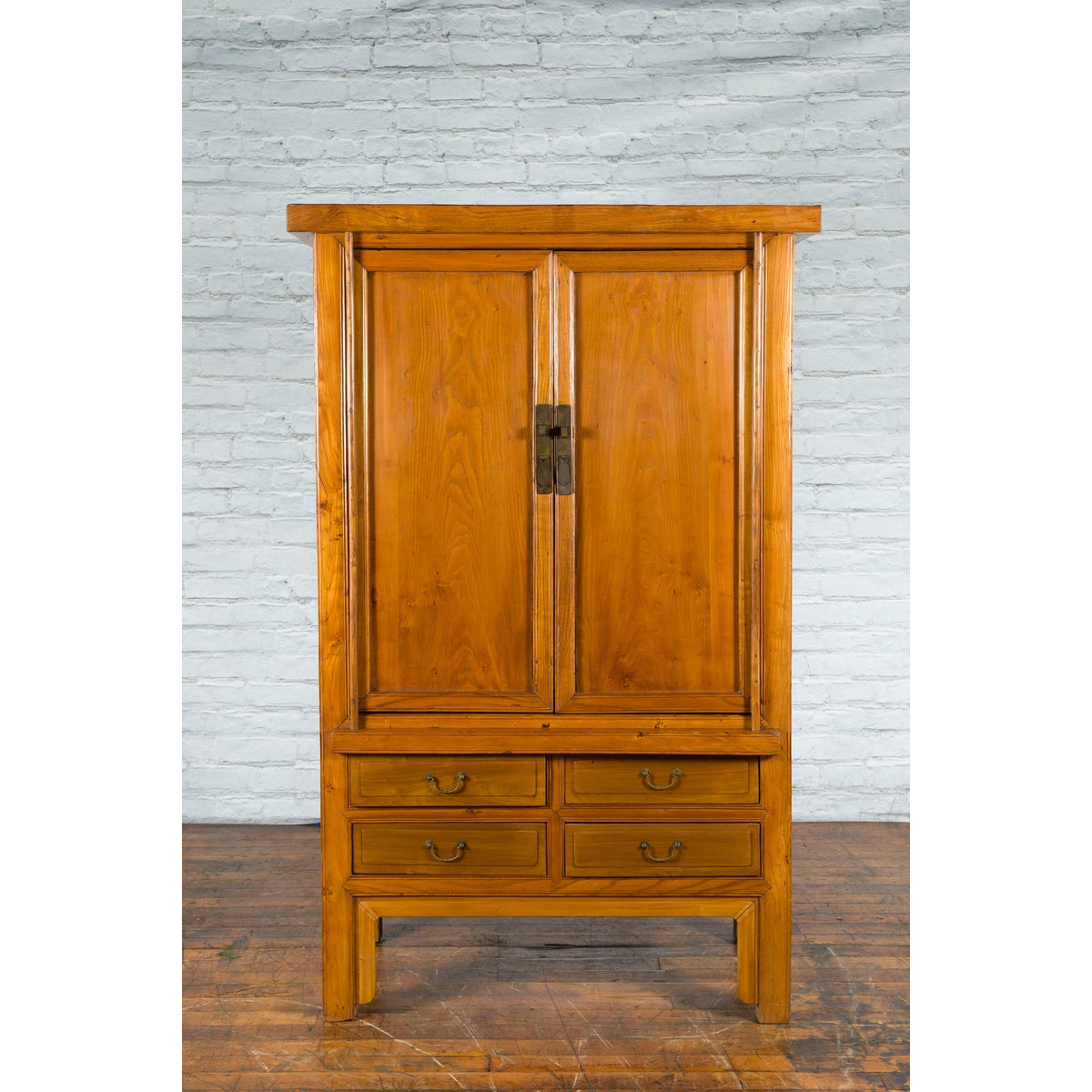 Chinese Qing Dynasty 19th Century Light Lacquer Cabinet with Doors and Drawers-6. Asian & Chinese Furniture, Art, Antiques, Vintage Home Décor for sale at FEA Home