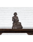 Bronze Lost Wax Sculpture Depicting a Praying Buddhist Monk with Offering Bowl-10. Asian & Chinese Furniture, Art, Antiques, Vintage Home Décor for sale at FEA Home