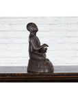 Bronze Lost Wax Sculpture Depicting a Praying Buddhist Monk with Offering Bowl-11. Asian & Chinese Furniture, Art, Antiques, Vintage Home Décor for sale at FEA Home