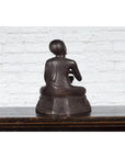 Bronze Lost Wax Sculpture Depicting a Praying Buddhist Monk with Offering Bowl-12. Asian & Chinese Furniture, Art, Antiques, Vintage Home Décor for sale at FEA Home