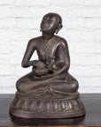 Bronze Lost Wax Sculpture Depicting a Praying Buddhist Monk with Offering Bowl-4. Asian & Chinese Furniture, Art, Antiques, Vintage Home Décor for sale at FEA Home