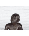 Bronze Lost Wax Sculpture Depicting a Praying Buddhist Monk with Offering Bowl-6. Asian & Chinese Furniture, Art, Antiques, Vintage Home Décor for sale at FEA Home