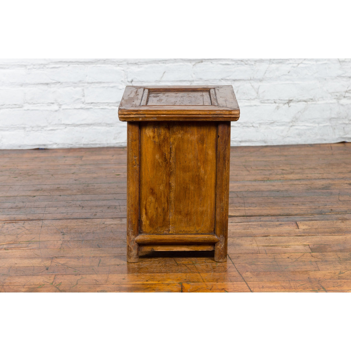 Chinese Early 20th Century Elmwood Bedside Cabinet with Weathered Patina-12. Asian & Chinese Furniture, Art, Antiques, Vintage Home Décor for sale at FEA Home