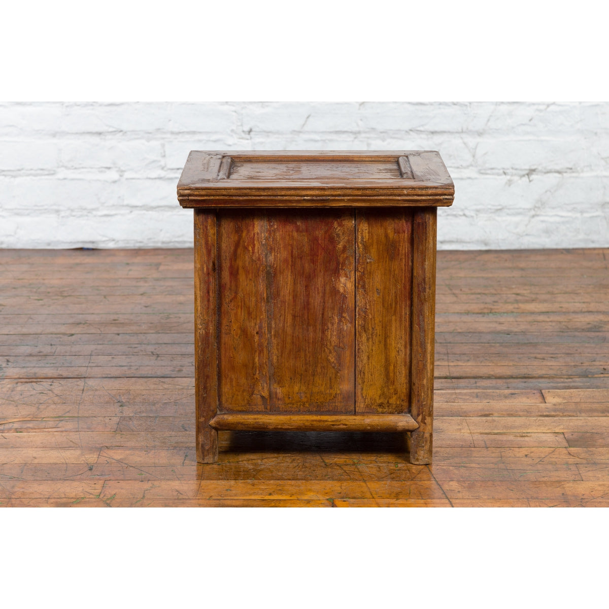 Chinese Early 20th Century Elmwood Bedside Cabinet with Weathered Patina-13. Asian & Chinese Furniture, Art, Antiques, Vintage Home Décor for sale at FEA Home