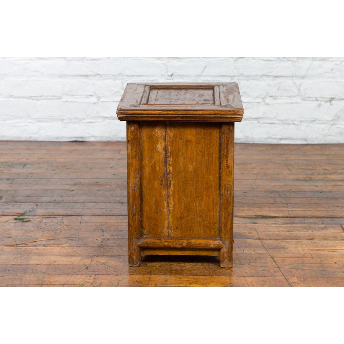 Chinese Early 20th Century Elmwood Bedside Cabinet with Weathered Patina-14. Asian & Chinese Furniture, Art, Antiques, Vintage Home Décor for sale at FEA Home