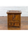 Chinese Early 20th Century Elmwood Bedside Cabinet with Weathered Patina-4. Asian & Chinese Furniture, Art, Antiques, Vintage Home Décor for sale at FEA Home