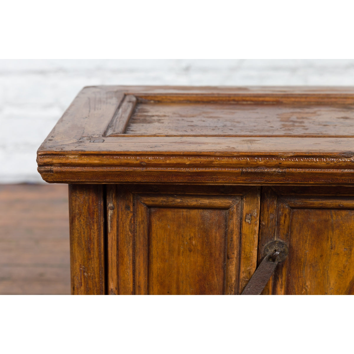 Chinese Early 20th Century Elmwood Bedside Cabinet with Weathered Patina-6. Asian & Chinese Furniture, Art, Antiques, Vintage Home Décor for sale at FEA Home