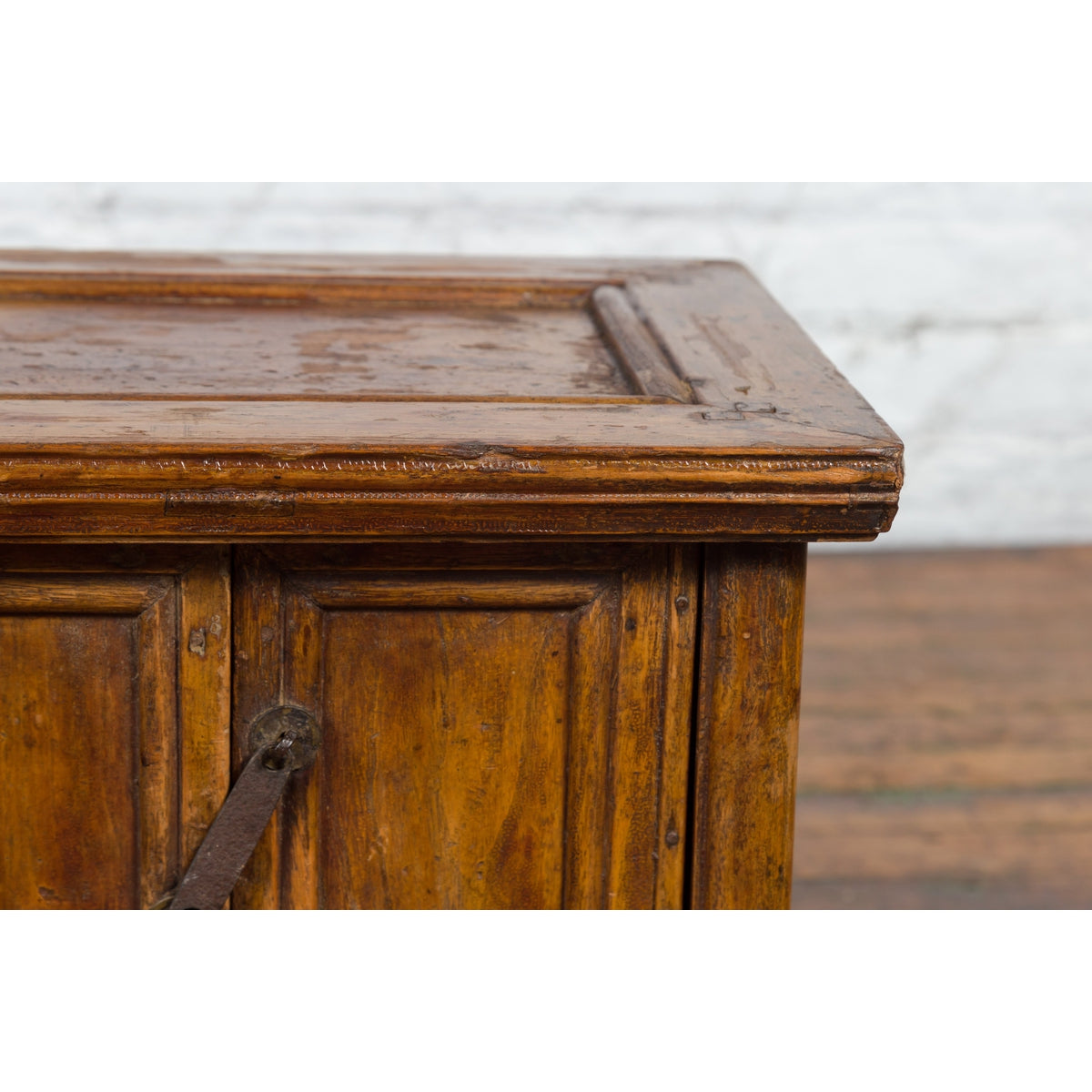 Chinese Early 20th Century Elmwood Bedside Cabinet with Weathered Patina-7. Asian & Chinese Furniture, Art, Antiques, Vintage Home Décor for sale at FEA Home